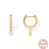 Simple S925 Sterling Silver Elegant Geometric Opal And Pearl Earrings With Four Claw Diamond Embedded
