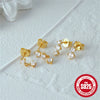 Simple S925 Sterling Silver Fourpiece Bow Women's Earrings Set With Geometric Design And Diamondencrusted Feature