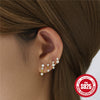 Simple S925 Sterling Silver Fourpiece Bow Women's Earrings Set With Geometric Design And Diamondencrusted Feature