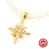 Simple S925 Sterling Silver French Millet Pearl Choker With Octagonal Star Diamond Geometric Style O Chain Necklace Electroplated