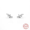Simple S925 Sterling Silver Geometric Round Horse Eye Diamond Stud Earrings For Women With Inlaid Zircon