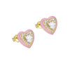 Simple S925 Sterling Silver Heart Drop Ear Studs With Geometric Zirconia Design For Unisex
