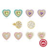 Simple S925 Sterling Silver Heart Drop Ear Studs With Geometric Zirconia Design For Unisex