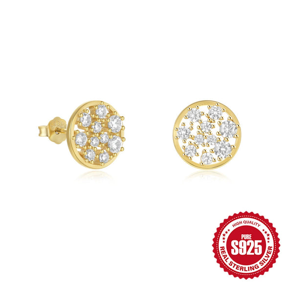 Simple S925 Sterling Silver Heart Drop Ear Studs With Geometric Zirconia Design For Unisex