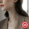 Simple S925 Sterling Silver Heart Shaped Stud Earrings And Necklace Set With O Chain And Electroplating