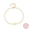 Simple S925 Sterling Silver Joker Adjustable Five Pointed Star Bracelet For Women With Electroplating Treatment