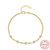 Simple S925 Sterling Silver Joker Adjustable Five Pointed Star Bracelet For Women With Electroplating Treatment