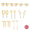 Simple S925 Sterling Silver Pearl Stitching Crescent Tassel Earrings Set With Gemstones For Women Fashion Style