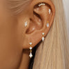 Simple S925 Sterling Silver Tassel Square Double Row Spiral Piercing Earrings With Drop Shape And Zirconia Design