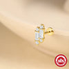 Simple S925 Sterling Silver Tassel Square Double Row Spiral Piercing Earrings With Drop Shape And Zirconia Design