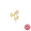 Simple S925 Sterling Silver Tassel Square Double Row Spiral Piercing Earrings With Drop Shape And Zirconia Design