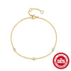 Simple S925 Sterling Silver Women's Bracelet With Three Zircon Inlays And Geometric Pattern Electroplated