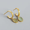 Simple S925 Silver Minimalist Geometric Inlaid Stone C-Shaped Earrings