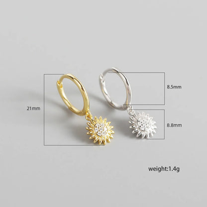 Simple S925 Sterling Silver Sunflower Diamond Earrings Wholesale Gooddiy