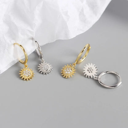 Simple S925 Sterling Silver Sunflower Diamond Earrings Wholesale Gooddiy