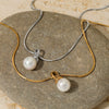 Simple Shell Bead Pendant Necklace For Women Fashion Geometric Style Stainless Steel And Pearl Material Electroplating Process