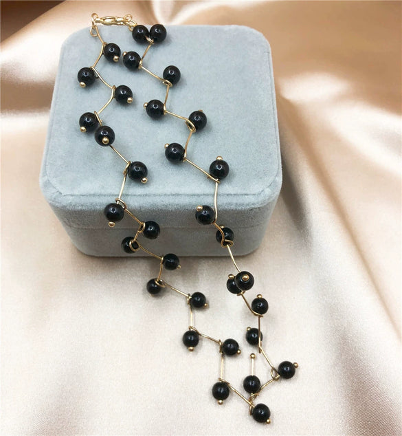 Simple Short Pearl Clavicle Chain Women's Neck Jewelry With Geometric Pattern And Electroplating On Alloy Snake Bone Chain