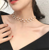 Simple Short Pearl Clavicle Chain Women's Neck Jewelry With Geometric Pattern And Electroplating On Alloy Snake Bone Chain