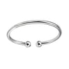 Simple Silver Plated Copper Open Bead Bracelet Fashion Electroplated Jewelry For Women