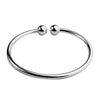 Simple Silver Plated Copper Open Bead Bracelet Fashion Electroplated Jewelry For Women