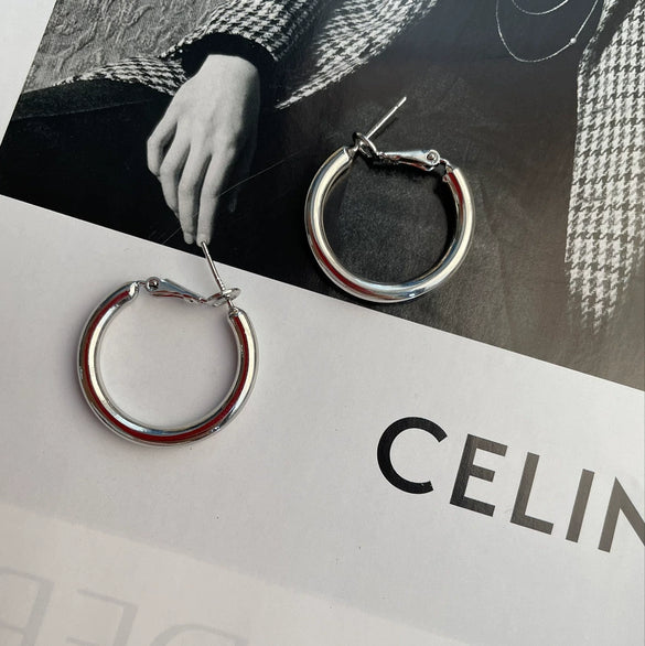 Simple Small Circle S925 Silver Ring Earring For Women With 14K Real Gold Electroplated Geometric Design