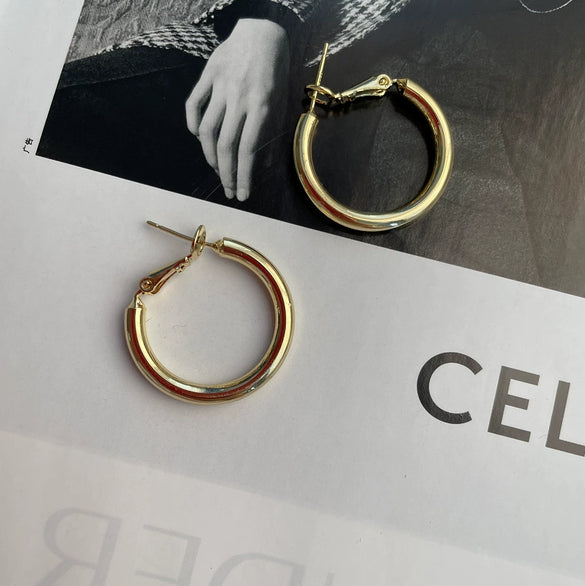 Simple Small Circle S925 Silver Ring Earring For Women With 14K Real Gold Electroplated Geometric Design