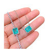 Simple Small Square Paraiba Zircon Jewelry Set For Women Copper Plated With Real Gold Bracelet And Necklace