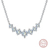 Simple Smile Seven Princess Necklace Pendant In 925 Sterling Silver With Pt950 Platinum Electroplated Clavicle Chain For Women