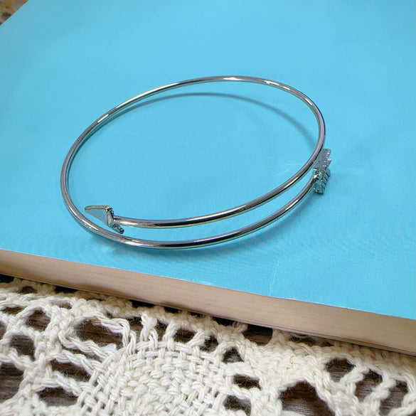 Simple Smooth Silver Plated Metal C Shaped Double Bead Adjustable Bracelet For Women Electroplated Minimalist Style