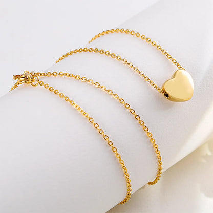 Simple Solid Color Stainless Steel Heart-shaped Small Round Bead Earrings Two-piece Set Wholesale Gooddiy