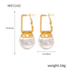 Simple Square Buckle Round Beads Earrings In Retro Fashion Niche Personality Titanium Steel With 18K Gold Electroplated Finish For Women Geometric Pattern