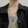 Simple Square Letter Titanium Steel Necklace With Stitching Chain Geometric Design Cold Style Couple Accessories