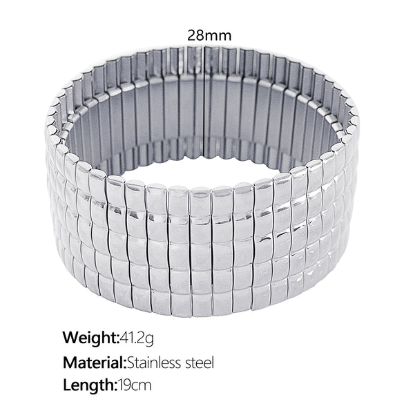 Simple Square Plaid 316L Stainless Steel Gold Plated Electroplating Niche Geometry Bracelet