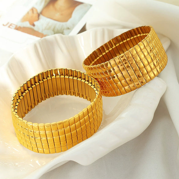 Simple Square Plaid 316L Stainless Steel Gold Plated Electroplating Niche Geometry Bracelet