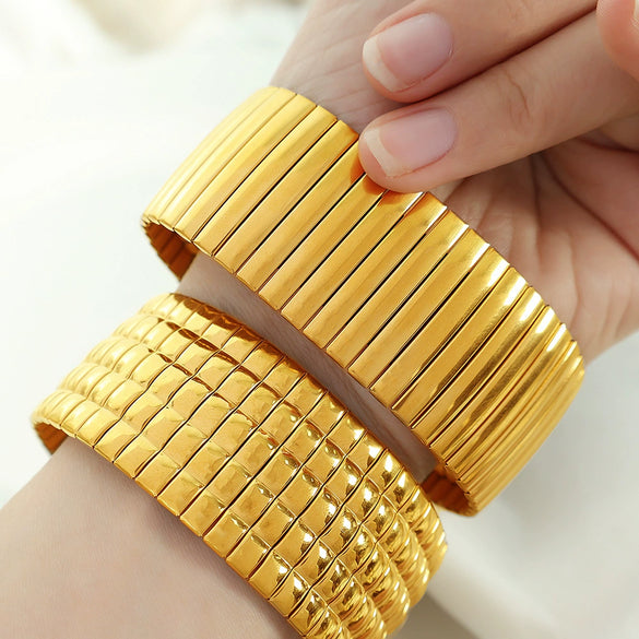 Simple Square Plaid 316L Stainless Steel Gold Plated Electroplating Niche Geometry Bracelet