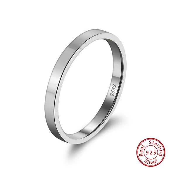 Simple Stackable Geometric 925 Sterling Silver Women's Ring With Electroplating
