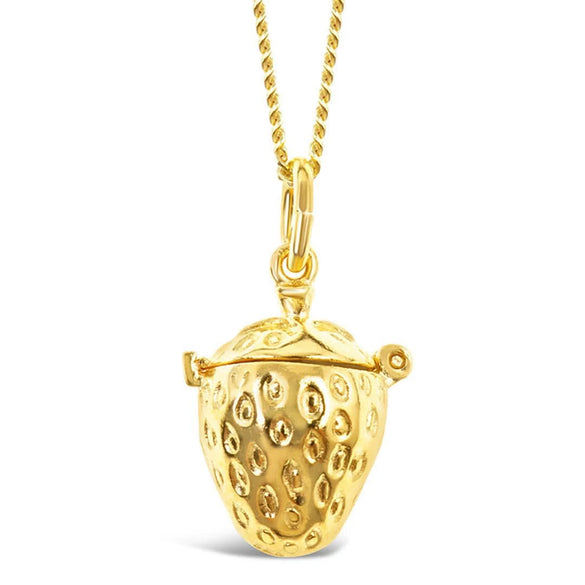 Simple Stainless Steel And Titanium Steel Fruit Pendant Necklace With 18K Real Gold Furnace Plated Electroplating Style Unisex