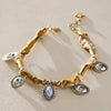 Simple Stainless Steel And Titanium Steel Handwoven Bracelet Anklet With Round Silver Coin Zircon Electroplated Geometric Design