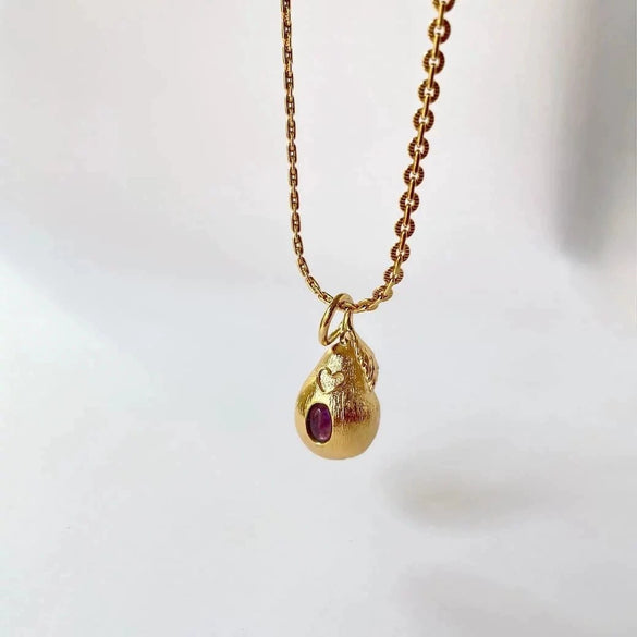 Simple Stainless Steel And Titanium Steel Necklace With Fruit Pattern Pendant Electroplated