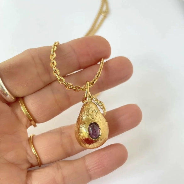 Simple Stainless Steel And Titanium Steel Necklace With Fruit Pattern Pendant Electroplated