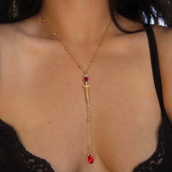 Simple Stainless Steel And Titanium Steel Necklace With Palm Sword Heart Moon Zircon Pendant Electroplated