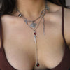 Simple Stainless Steel And Titanium Steel Necklace With Palm Sword Heart Moon Zircon Pendant Electroplated