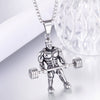 Simple Stainless Steel Barbell Pendant Necklace For Men Cast Style Fitness Jewelry Wholesale