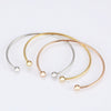 Simple Stainless Steel C Shaped Bracelet With Round Bead Threaded Opening Detachable Electroplated Bangle Personality Style