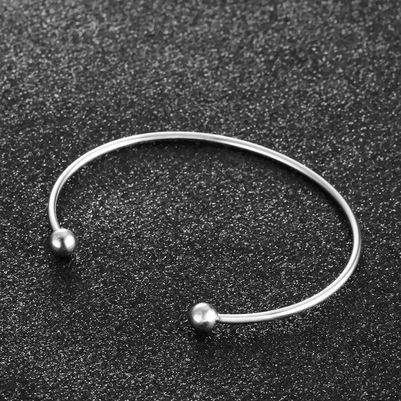 Simple Stainless Steel C Shaped Bracelet With Round Bead Threaded Opening Detachable Electroplated Bangle Personality Style