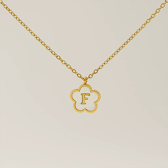 Simple Stainless Steel Fiveleaf Clover Letter Pendant Necklace With Polishing For Unisex