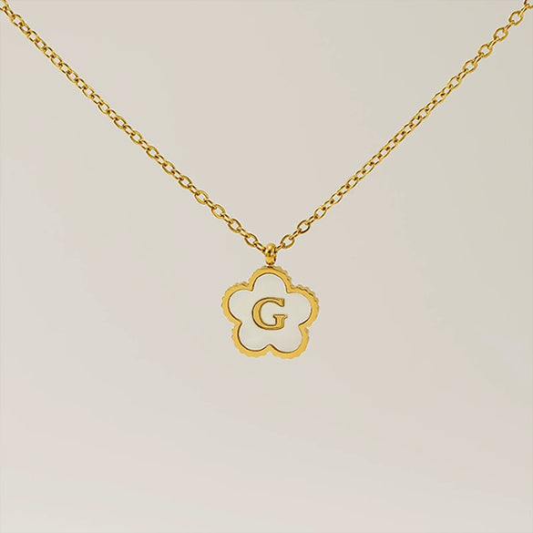 Simple Stainless Steel Fiveleaf Clover Letter Pendant Necklace With Polishing For Unisex