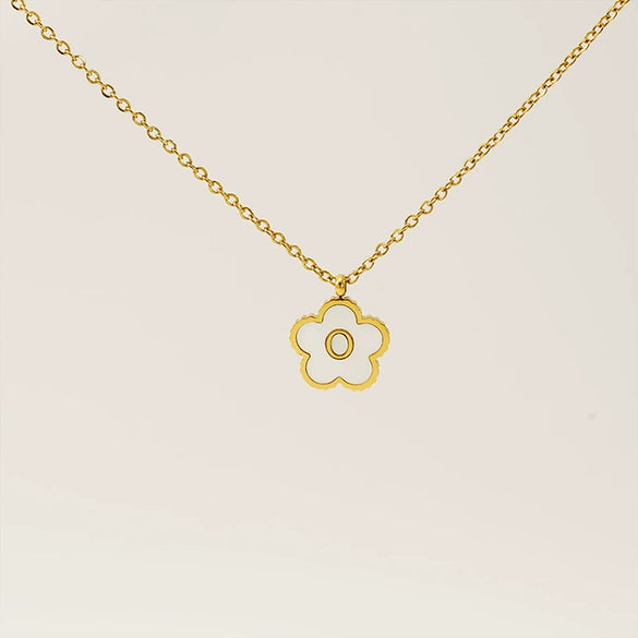 Simple Stainless Steel Fiveleaf Clover Letter Pendant Necklace With Polishing For Unisex