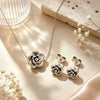 Simple Stainless Steel Floral Earrings And Necklace Set With Electroplated Finish Elegant Versatile Light Luxury Women's Accessories