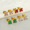 Simple Stainless Steel Flower Stud Earrings With Diamond Treatment For Women